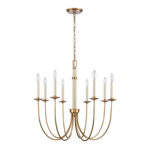 Atlas Lighting Neville 28'' Wide 8Lt Chandelier, Natural Brass