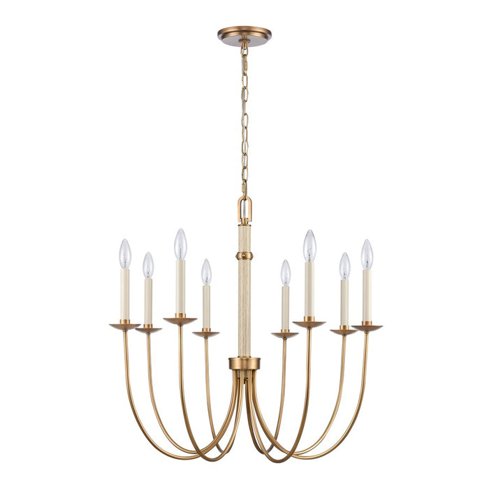 Atlas Lighting Neville 28'' Wide 8Lt Chandelier, Natural Brass