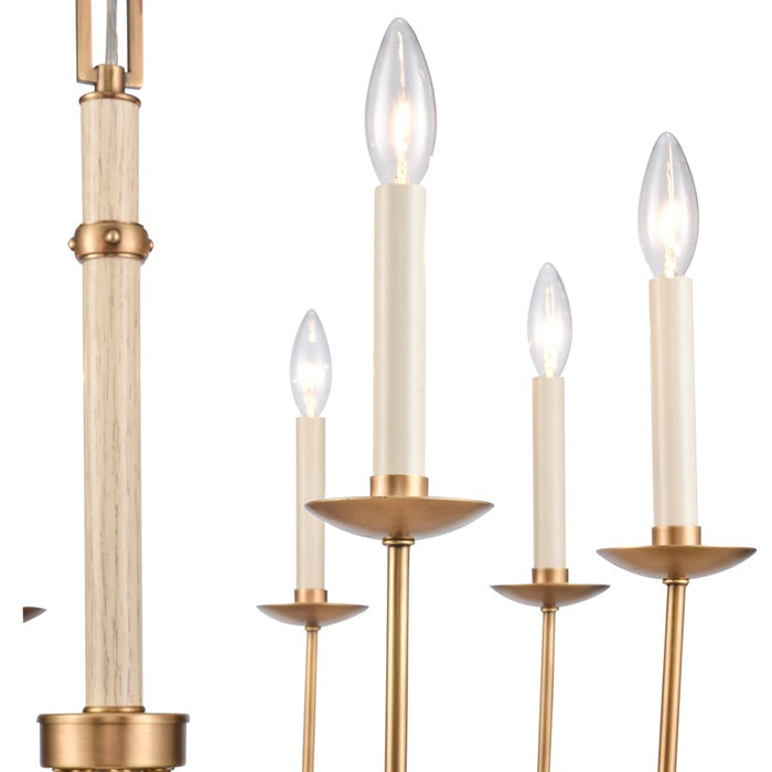 Atlas Lighting Neville 28'' Wide 8Lt Chandelier, Natural Brass