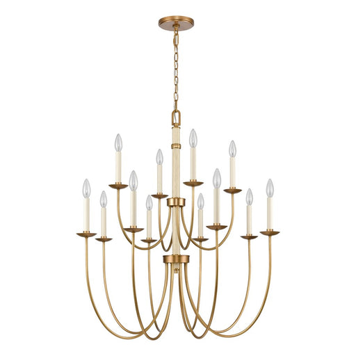 Atlas Lighting Neville 34'' Wide 12Lt Chandelier, Natural Brass