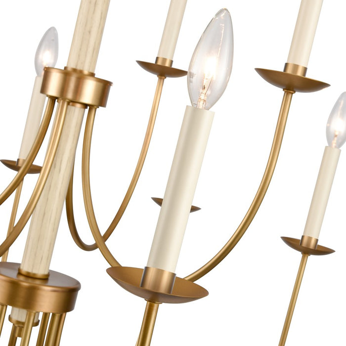 Atlas Lighting Neville 34'' Wide 12Lt Chandelier, Natural Brass