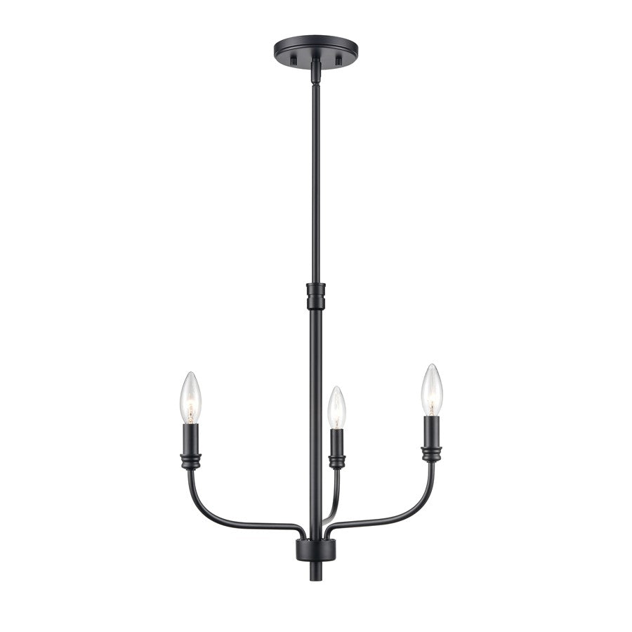 Atlas Lighting Newland 17'' Wide 3Lt Chandelier, Matte Black