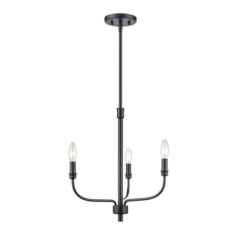 Atlas Lighting Newland 17in 3-Light Chandelier | Transitional Matte Black Metal | Dining Room & Living Room | 17 x 17 x 17 in | Model CL11271-BK