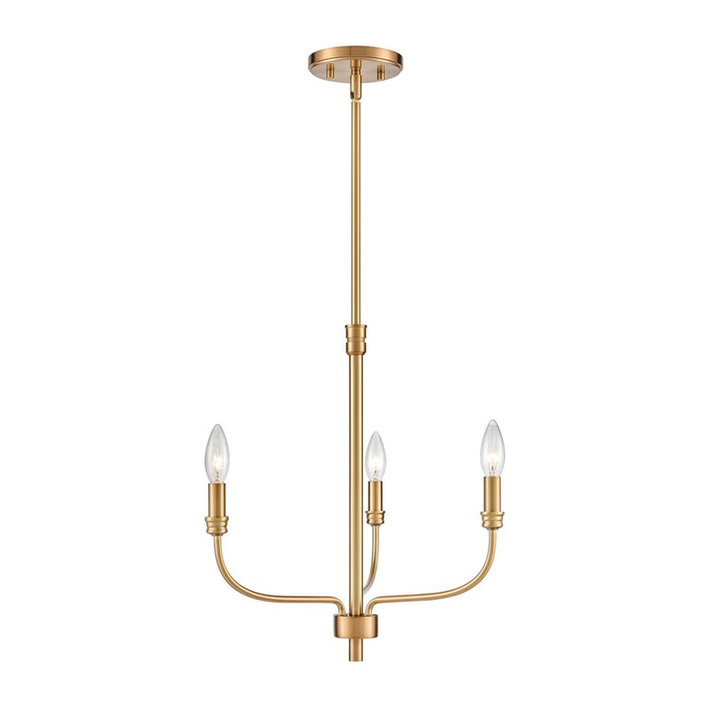 Atlas Lighting Newland 17in 3-Light Chandelier | Transitional Satin Brass Metal | Dining Room & Living Room | 17 x 17 x 17 in | Model CL11271-BS