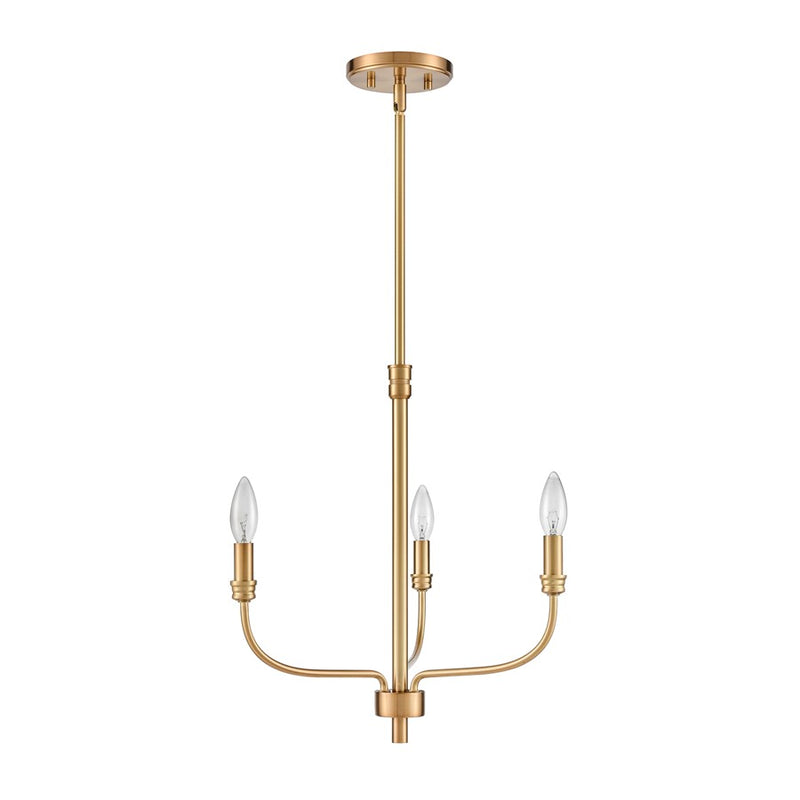 Atlas Lighting Newland 17in 3-Light Chandelier | Transitional Satin Brass Metal | Dining Room & Living Room | 17 x 17 x 17 in | Model CL11271-BS