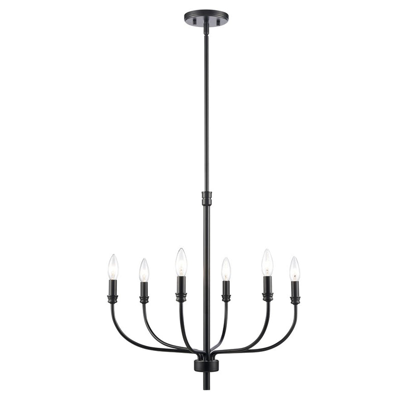 Atlas Lighting Newland 21in 6-Light Chandelier | Transitional Matte Black Metal | Dining Room & Living Room | 21 x 21 x 21 in | Model CL11272-BK