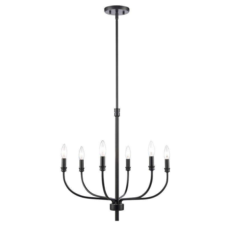 Atlas Lighting Newland 21'' Wide 6Lt Chandelier, Matte Black