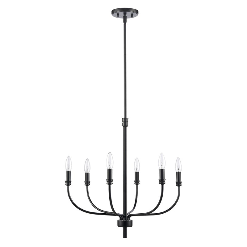 Atlas Lighting Newland 21'' Wide 6Lt Chandelier, Matte Black