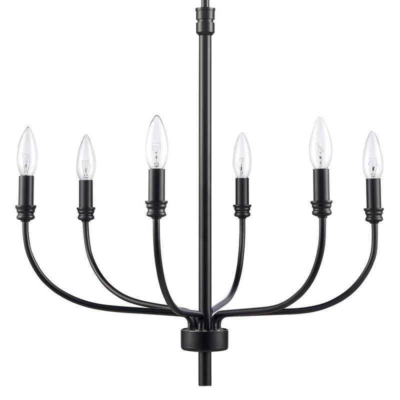 Atlas Lighting Newland 21'' Wide 6Lt Chandelier, Matte Black