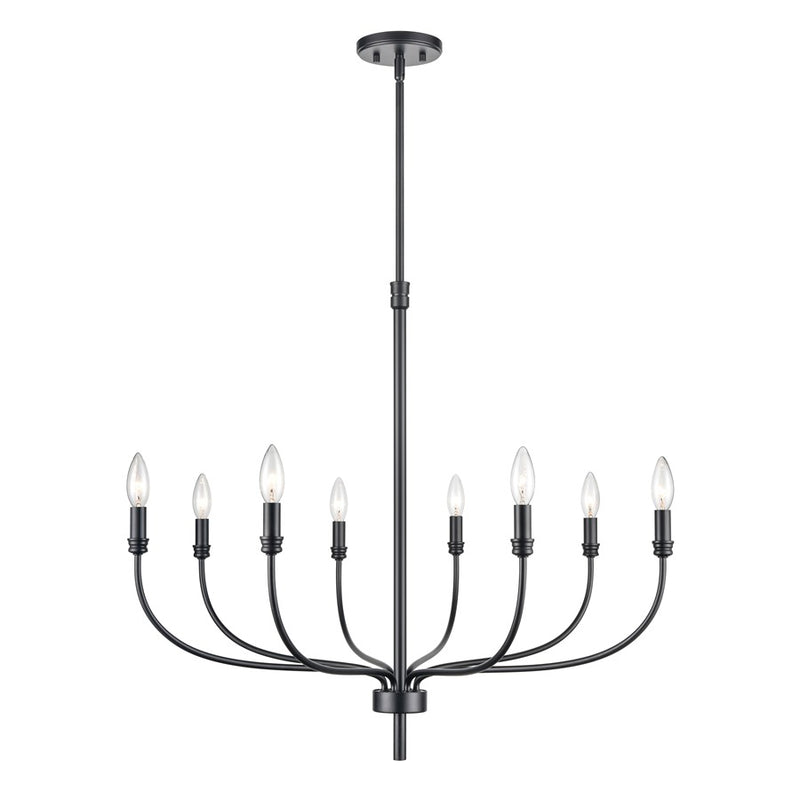 Atlas Lighting Newland 34in 8-Light Chandelier | Transitional Matte Black Metal | Dining Room & Living Room | 34 x 34 x 28 in | Model CL11273-BK