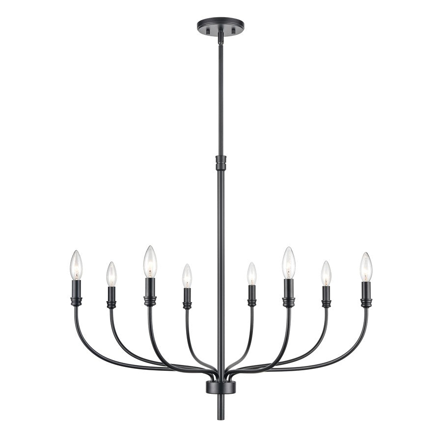 Atlas Lighting Newland 34'' Wide 8Lt Chandelier, Matte Black