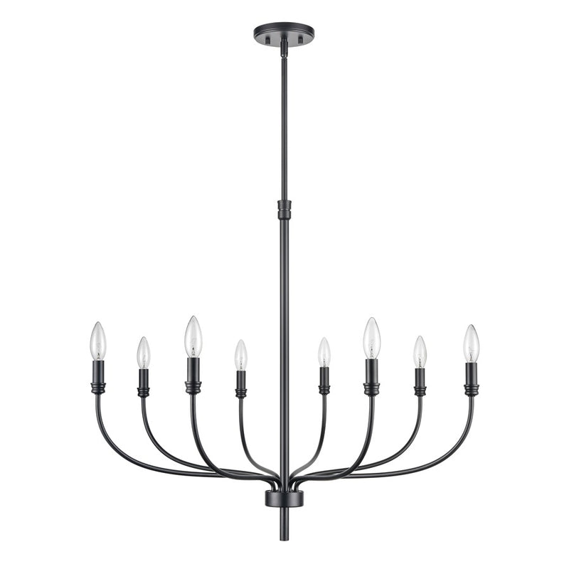 Atlas Lighting Newland 34in 8-Light Chandelier | Transitional Matte Black Metal | Dining Room & Living Room | 34 x 34 x 28 in | Model CL11273-BK