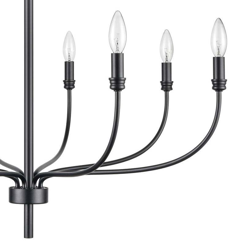 Atlas Lighting Newland 34'' Wide 8Lt Chandelier, Matte Black