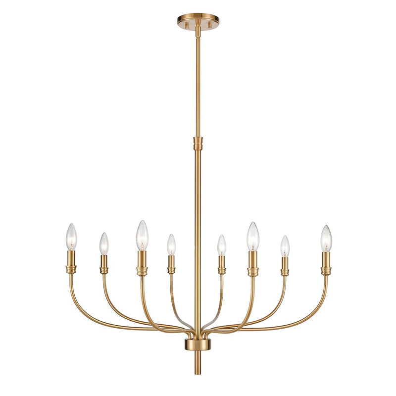 Atlas Lighting Newland 34'' Wide 8Lt Chandelier, Satin Brass