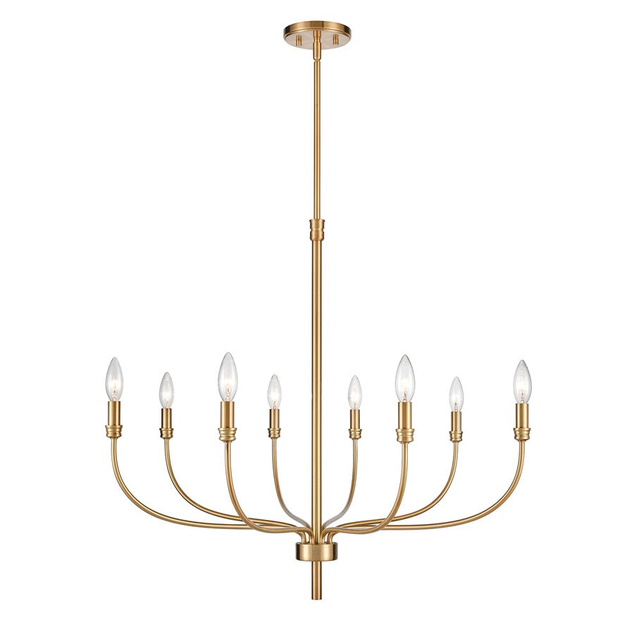 Atlas Lighting Newland 34'' Wide 8Lt Chandelier, Satin Brass