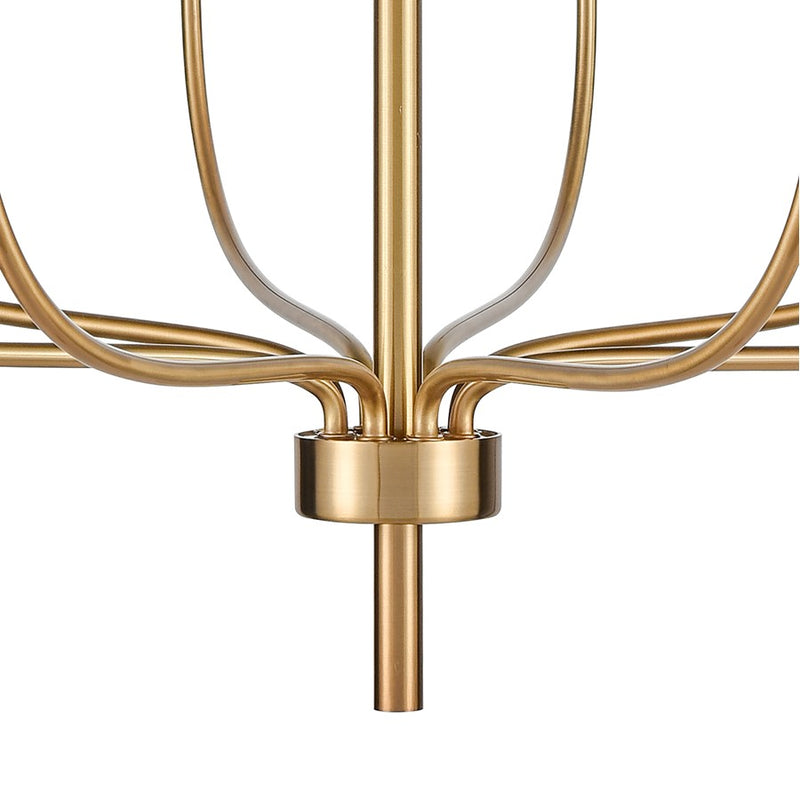 Atlas Lighting Newland 34in 8-Light Chandelier | Transitional Satin Brass Metal | Dining Room & Living Room | 34 x 34 x 28 in | Model CL11273-BS