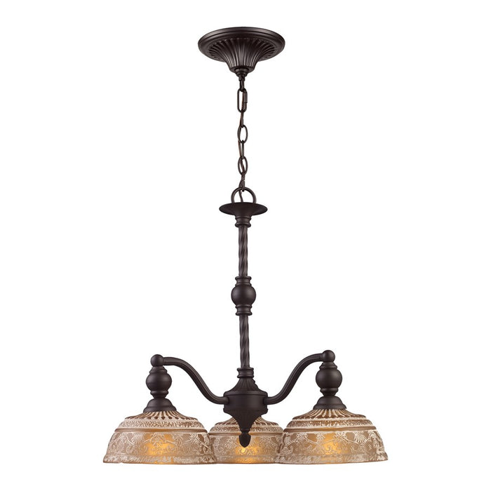 Atlas Lighting Norwich 21'' Wide 3Lt Chandelier, Oiled Bronze/Amber