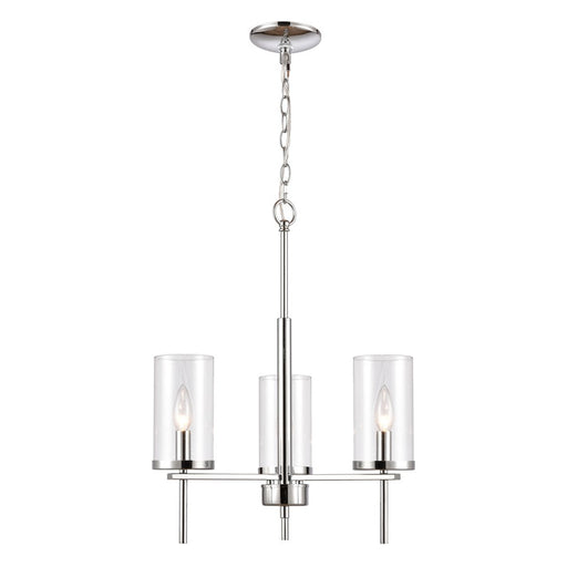 Atlas Lighting Oakland 19'' Wide 3Lt Chandelier, Chrome/Clear