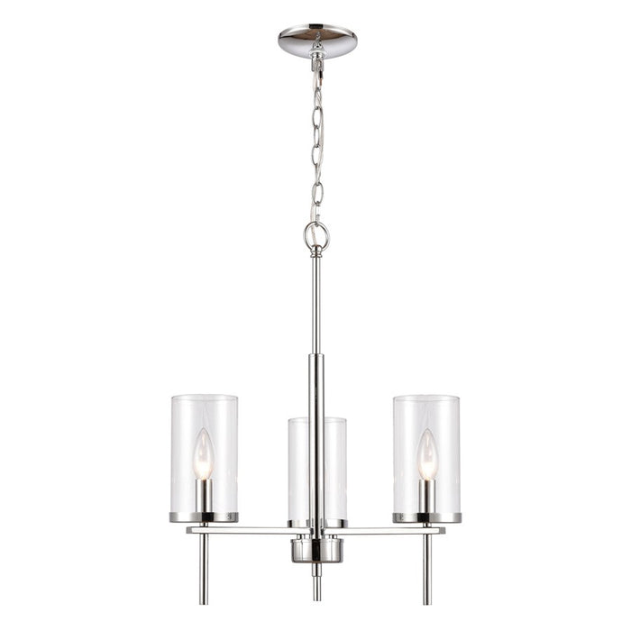 Atlas Lighting Oakland 19'' Wide 3Lt Chandelier, Chrome/Clear