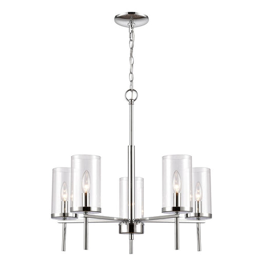 Atlas Lighting Oakland 25'' Wide 5Lt Chandelier, Chrome/Clear