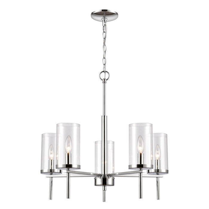 Atlas Lighting Oakland 25'' Wide 5Lt Chandelier, Chrome/Clear