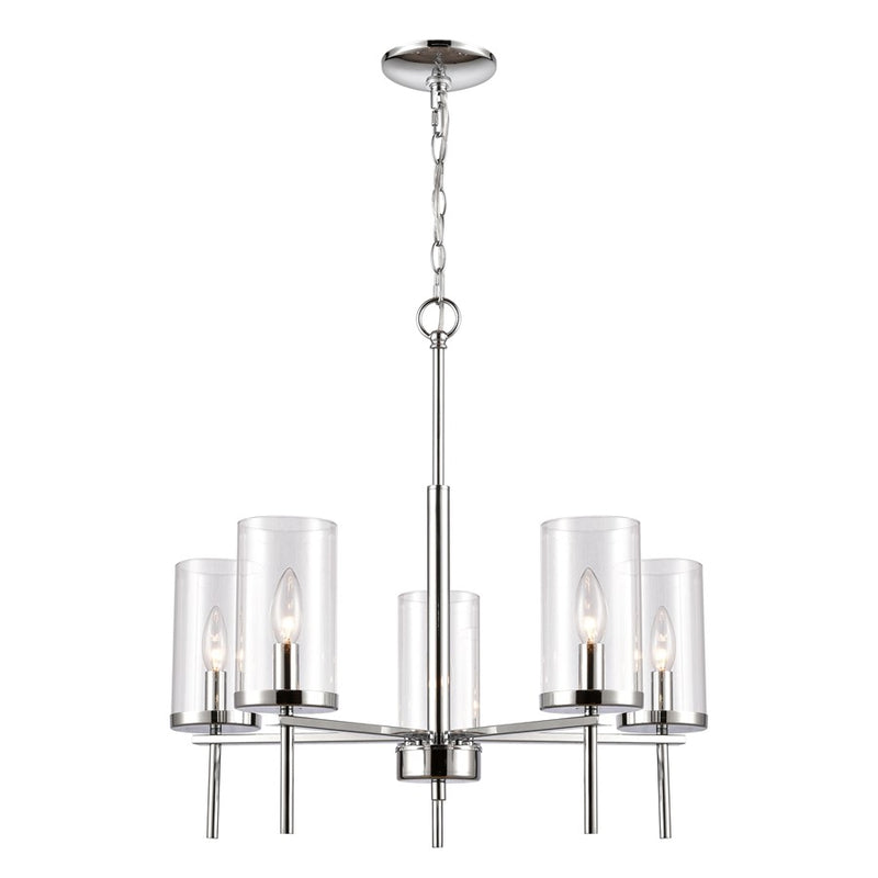 Atlas Lighting Oakland 25in 5-Light Chandelier | Modern Chrome and Clear Glass | Dining Room & Kitchen Island | 25 x 25 x 23 in | Model CL11278-CH