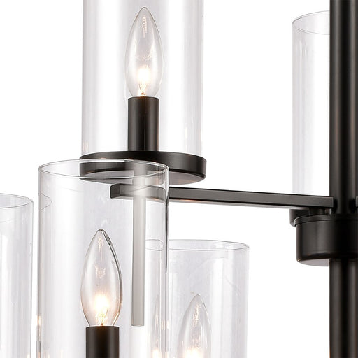 Atlas Lighting Oakland 28.5'' Wide 9Lt Chandelier, Black/Clear