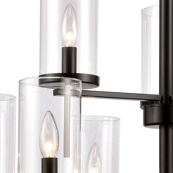 Atlas Lighting Oakland 28.5'' Wide 9Lt Chandelier, Black/Clear