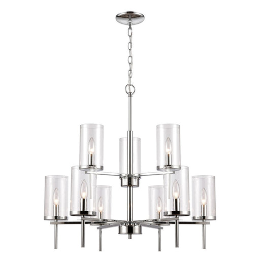 Atlas Lighting Oakland 28.5'' Wide 9Lt Chandelier, Chrome/Clear