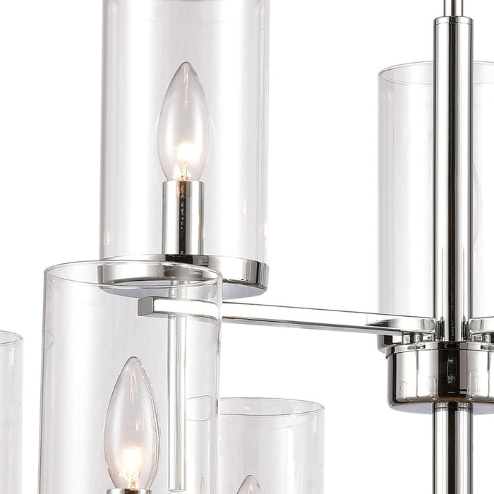 Atlas Lighting Oakland 28.5'' Wide 9Lt Chandelier, Chrome/Clear