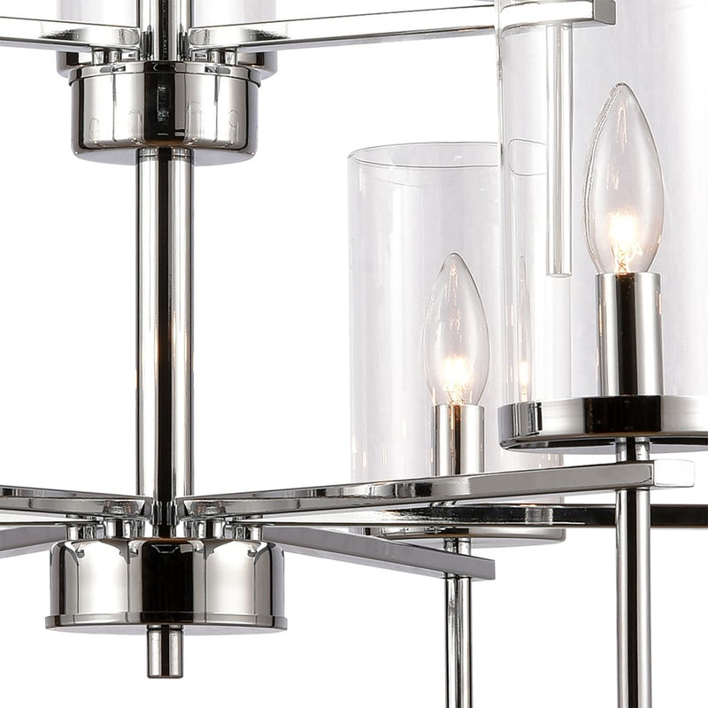 Atlas Lighting Oakland 28.5'' Wide 9Lt Chandelier, Chrome/Clear