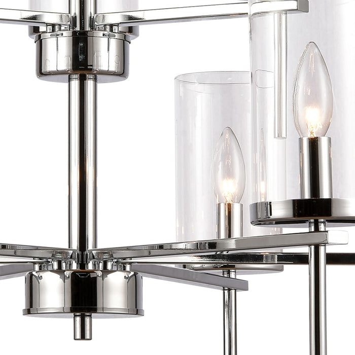 Atlas Lighting Oakland 28.5'' Wide 9Lt Chandelier, Chrome/Clear
