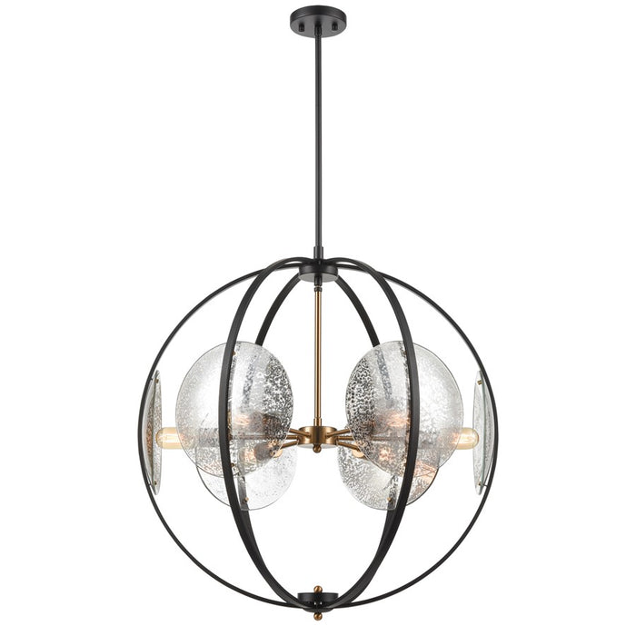 Atlas Lighting Oriah 28'' Wide 6Lt Chandelier, Matte Black/Silver