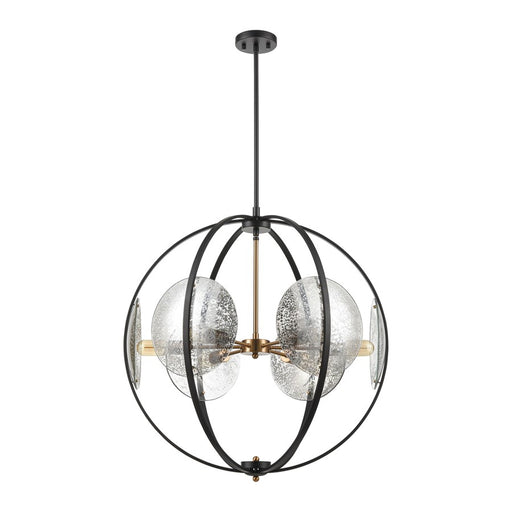 Atlas Lighting Oriah 28'' Wide 6Lt Chandelier, Matte Black/Silver