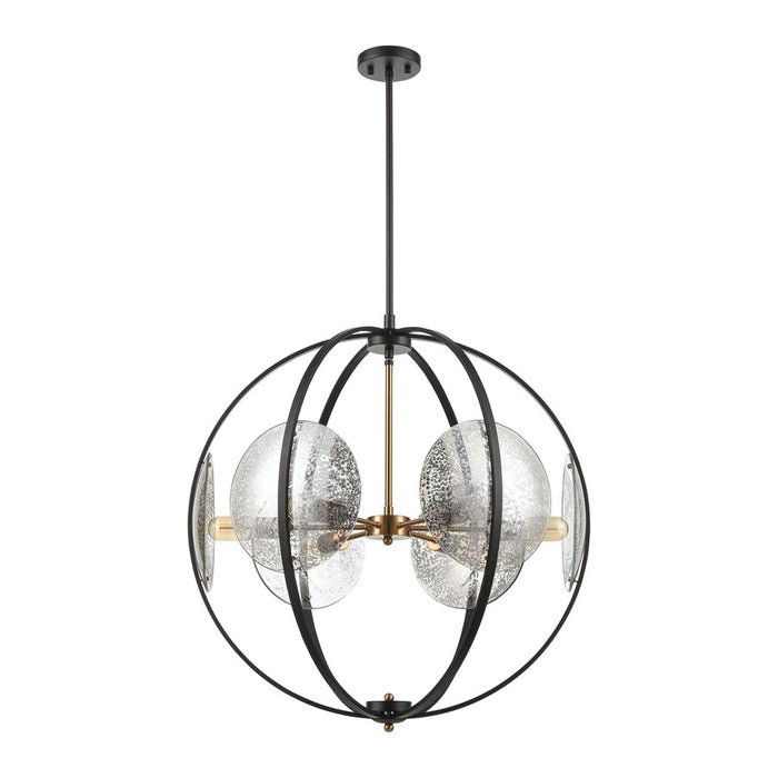 Atlas Lighting Oriah 28'' Wide 6Lt Chandelier, Matte Black/Silver