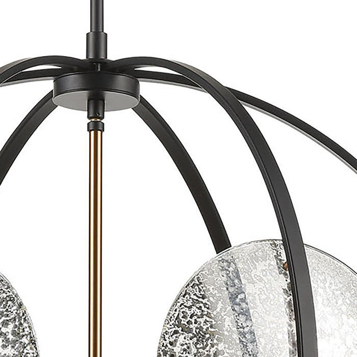 Atlas Lighting Oriah 28'' Wide 6Lt Chandelier, Matte Black/Silver