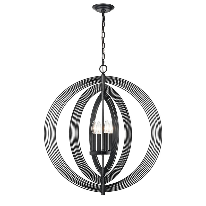 Atlas Lighting Orme 27in 4-Light Chandelier | Modern Matte Black Globe | Living Room & Dining Room & Hallway | 27 x 27 x 30 in | Model CL11281-BK