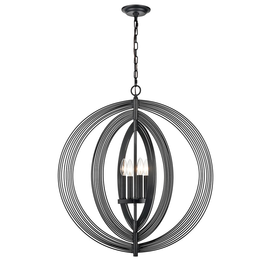 Atlas Lighting Orme 27'' Wide 4Lt Chandelier, Black