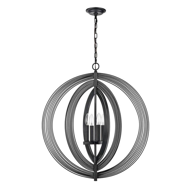 Atlas Lighting Orme 27in 4-Light Chandelier | Modern Matte Black Globe | Living Room & Dining Room & Hallway | 27 x 27 x 30 in | Model CL11281-BK