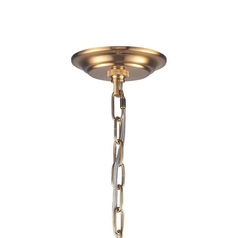 Atlas Lighting Orme 27in 4-Light Chandelier | Modern White and Satin Brass Metal | Dining Room & Living Room | 27 x 27 x 30 in | Model CL11281-WH