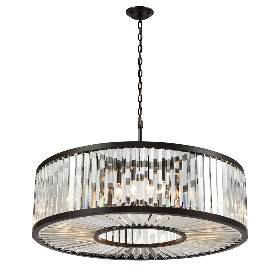 Atlas Lighting Palacial 35'' Wide 11Lt Chandelier, Bronze/Clear