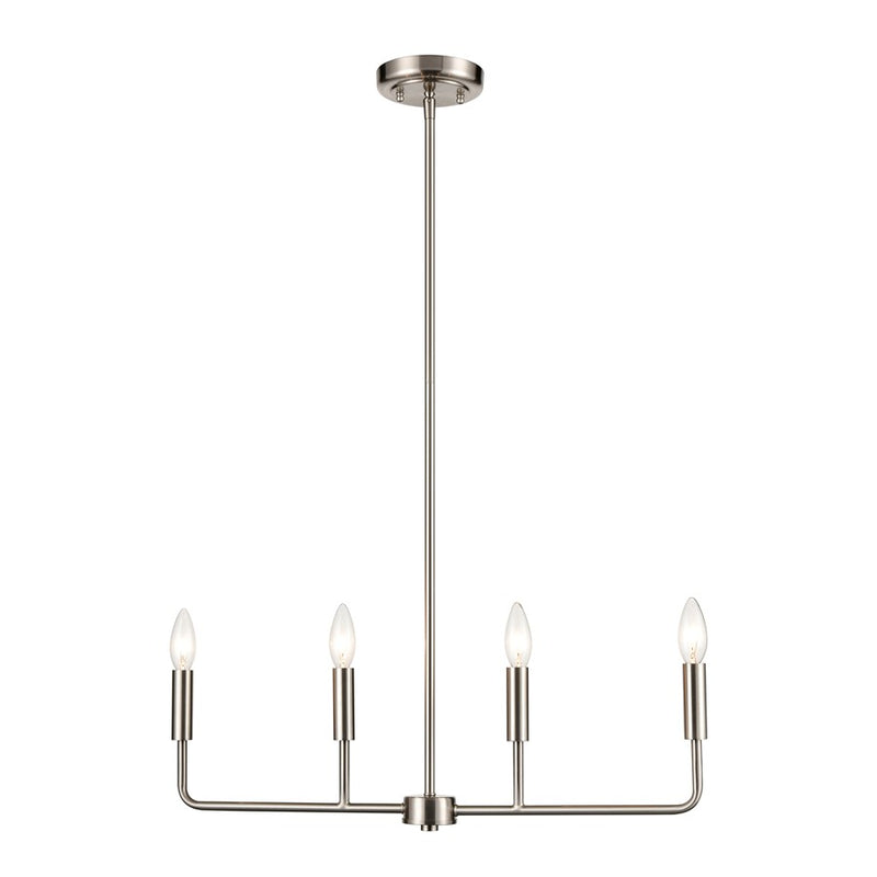 Atlas Lighting Park Slope 25in 4-Light Chandelier | Transitional Brushed Nickel | Dining Room & Living Room | 25 x 25 x 7 in | Model CL11290-NK