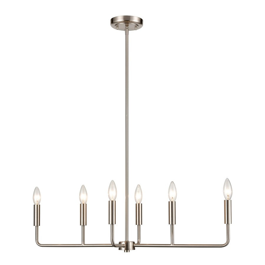Atlas Lighting Park Slope 31'' Wide 6Lt Chandelier, Brushed Nickel