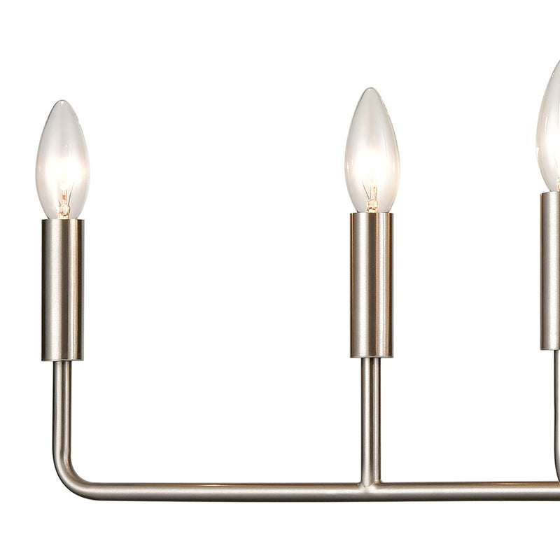 Atlas Lighting Park Slope 31in 6-Light Linear Chandelier | Transitional Brushed Nickel Metal | Dining Room & Kitchen Island | Model CL11291-NK