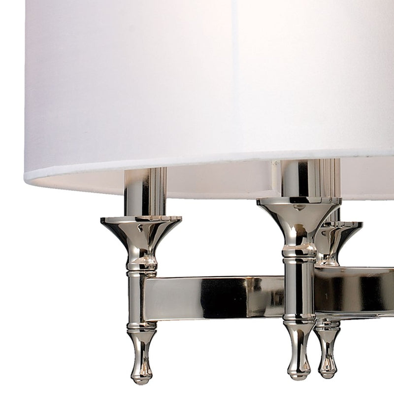 Atlas Lighting Pembroke 24in 6-Light Chandelier | Transitional Polished Nickel and Silver Fabric Shades | Dining Room & Living | Model CL11293-NK