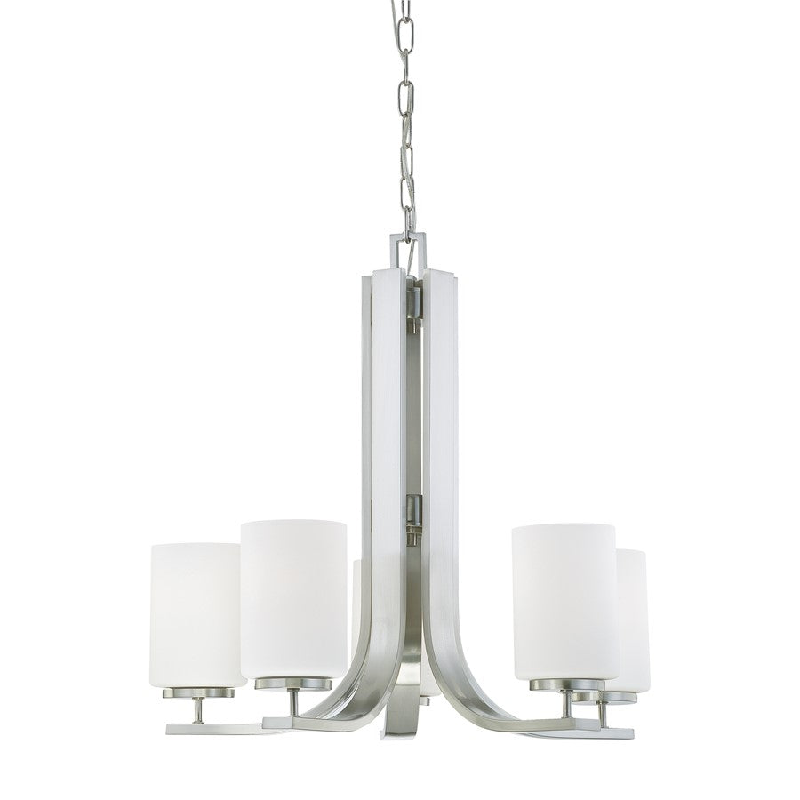 Atlas Lighting Pendenza 23.5'' Wide 5Lt Chandelier, Nickel/White