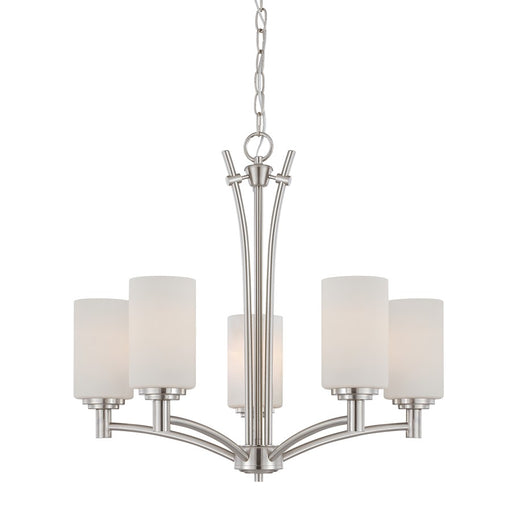 Atlas Lighting Pittman 24''W 5Lt Chandelier, Brushed Nickel/White