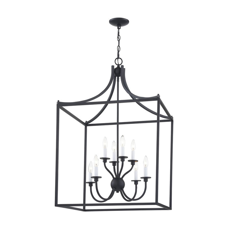 Atlas Lighting Prescott 24in 8-Light Chandelier | Traditional Matte Black Metal | Dining Room & Living Room | 24 x 24 x 37 in | Model CL11300-BK
