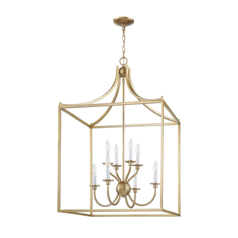 Atlas Lighting Prescott 24in 8-Light Chandelier | Traditional Warm Brass Metal | Dining Room & Foyer | 24 x 24 x 37 in | Model CL11300-BS