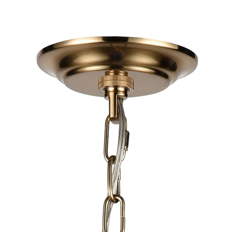 Atlas Lighting Pyrus 27in 4-Light Chandelier | Transitional Light Brown Rattan and Antique Brass | Living Room & Dining Room | Model CL11302-BN